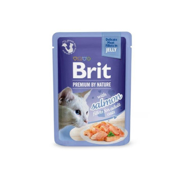 Britt Premium Salmon Fillets in Jelly Adult Cat Wet Food Pouches-85g
