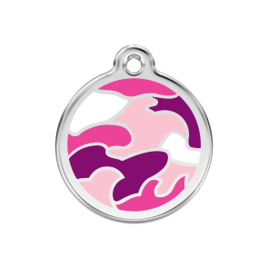 Red Dingo Stainless Steel Enamel ID Tag - Camouflage Pink
