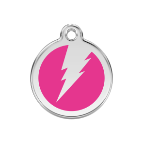 Red Dingo Stainless Steel Enamel ID Tag - Flash Hot Pink