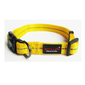 Dog's Life Reflective Supersoft Webbing Dog Collar-Yellow-XL