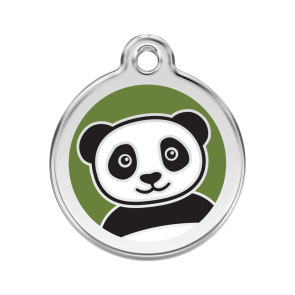 Red Dingo Stainless Steel Enamel ID Tag - Panda Green